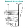 NewHome"Over The Door Hooks Organizer with 5 Hooks & 2 Metal Baskets for Bathroom, Bedroom, Kitchen"Black&Silver - 3 of 4