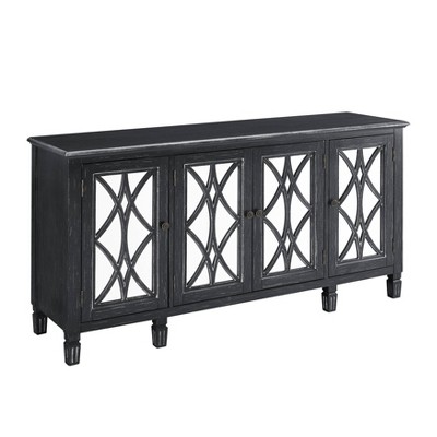 4 Door Overlay Mirror Console Black - HomeFare