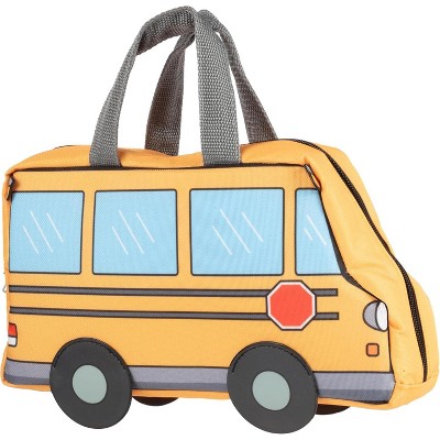 Bentology Insulated Kid's Lunch Box- School Bus - Reusable Bag Fits Ice Packs, Nesting Bento Containers, Thermoses