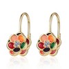 Amy and Annette 14K Gold and Genuine Crystal Floral Leverback Earrings Gold - 3 of 4