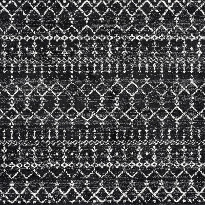 Black and Ivory Diamond Reversible Synthetic Area Rug