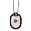 Chisel Stainless Steel with Red Enamel and Removeable Black Rubber Medical ID Dog Tag on a 24" Ball Chain Necklace - 2 of 2