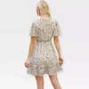 Womens Dress Floral V Neck A Line Dress with Batswing Sleeve Flutter Hem Ruffled Trim Deco Empire Waist Shirred Flowy Sundress Beach Dress - 2 of 4