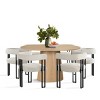 7-Piece Round Dining Table Set with 6 Upholstered Chenille Chairs, 52” Modern Pedestal Table with Metal Leg Dining Chairs for Kitchen-Maison Boucle - 4 of 4