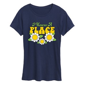 Women's - Instant Message - I Know A Place Flowers Short Sleeve Graphic T-Shirt - 1 of 4