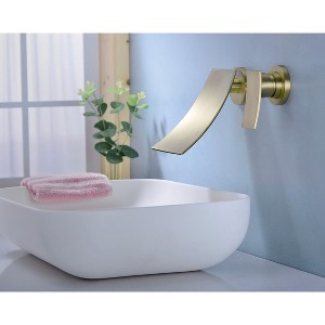 Kumasinova Wall-Mounted Bathroom Sink Faucet,Wide Waterfall Spout Bathtub Faucet with Control Valve,On-Trend Widespread Tap for Bathroom - 1 of 4