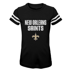 NFL New Orleans Saints Girls' Stripe Sleeve Fashion T-Shirt - 1 of 1