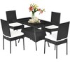Costway 5PCS Patio Rattan Dining Set  Table w/Glass Top Garden Furniture - 2 of 4