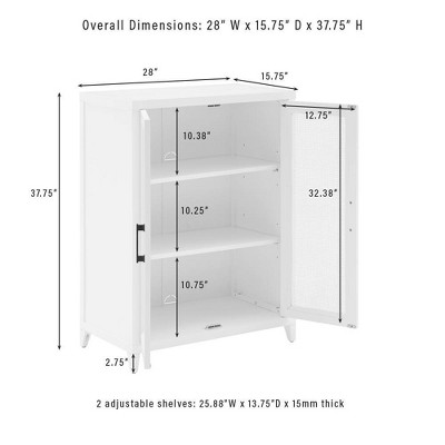 White Freestanding Media Storage Cabinet Set with Poly Rattan Mesh Doors
