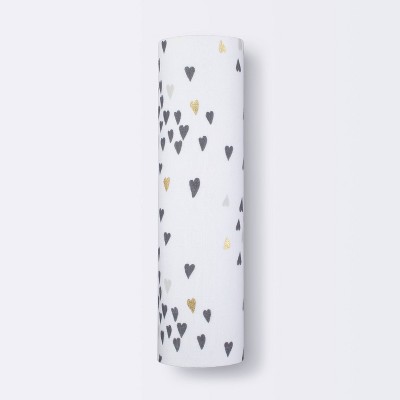 Image of Muslin Swaddle Blanket Hearts - Cloud Island™ Gold/Black