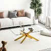 Dolonm 39.37" Rectangular Tempered Glass Coffee Table with Golden Metal Legs, Modern Living Room Center Table - 3 of 4
