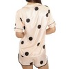 Anna-Kaci Lounge Women's Polka Dot Satin Pajama Set with Short Sleeve Button Top and Drawstring Shorts - 2 of 4