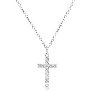 Dainty Cross Necklace for Women, 14K Gold Plated or Sterling Silver Pendant - 1 of 4