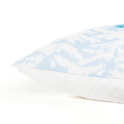 20" Blue and White Embroidered Christmas Throw Pillow