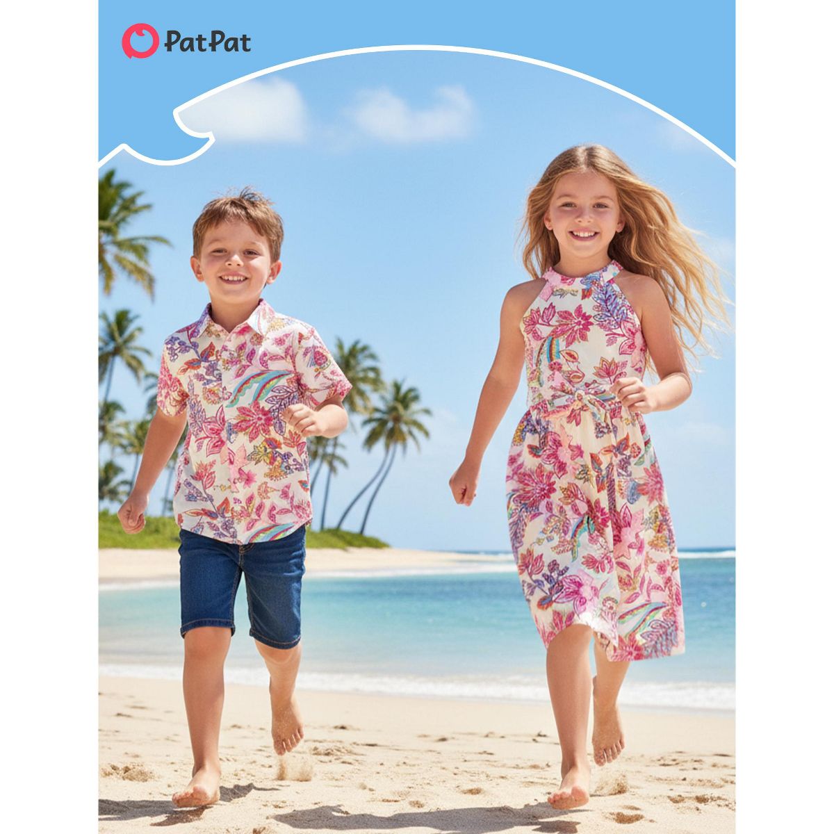 PATPAT Tropical Palm Family Matching Sets Mom and Me Printed Midi Dresses - thumbnail 10