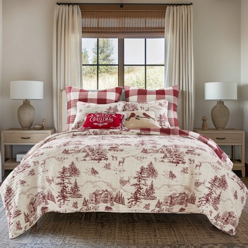 Winter Sleigh Ride Red Full/queen Quilt Set - Levtex Home : Target