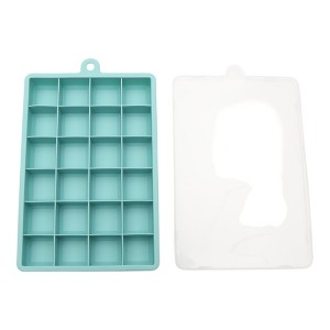 Unique Bargains Ice Mould 24-Cavity Square Ice Tray with Lid Hand Wash Only Silicone 7.28"x4.53"x1.18" 1 Pc - 1 of 3
