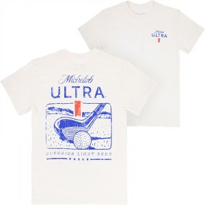 Mens Michelob Ultra Golf Driver Beige Colorway Front and Back Print T-Shirt - 1 of 4