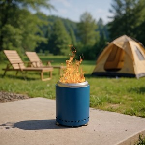 Resenkos 19.3in Smoke-Free Firepit with Silver Finish, Efficient Burn System for Backyard Gatherings, Portable and Safe Design， Silver - 1 of 1