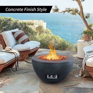 Kante 25" Outdoor Round Concrete & Metal Propane Gas Smokeless Bowl Fire Pit Table - Charcoal - Rosemead Home & Garden, Inc. - 1 of 4