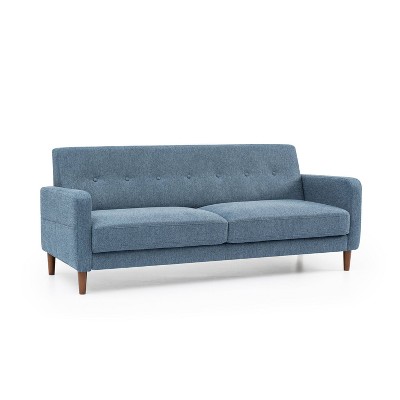 Adair Mid-Century Modern Sofa Couch with Armrest Pockets Tufted Linen Fabric - Mellow