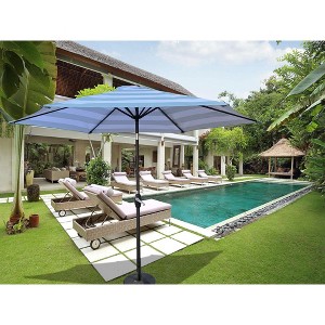 Sapphtopaz 9Ft Patio Umbrella Beach Umbrella Sun Shades with Crank and Push Button Tilt 6 Sturdy Ribs for Garden, Beach, Backyard - 1 of 4