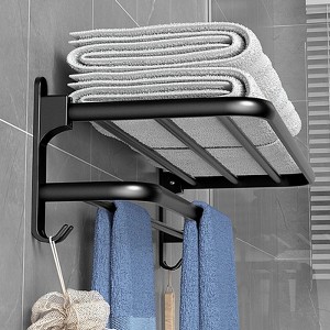 "Towel Rack for Bathroom Towel Holder for Bathroom Wall Mounted,Black Towel Bar Storage " - 1 of 4