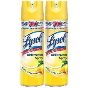 Lysol Lemon Disinfectant Spray - 19oz/2ct - 1 of 4