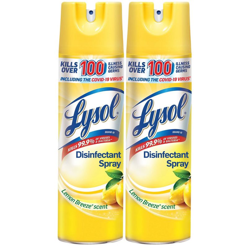 Lysol Lemon Disinfectant Spray - 19oz/2ct, 1 of 11