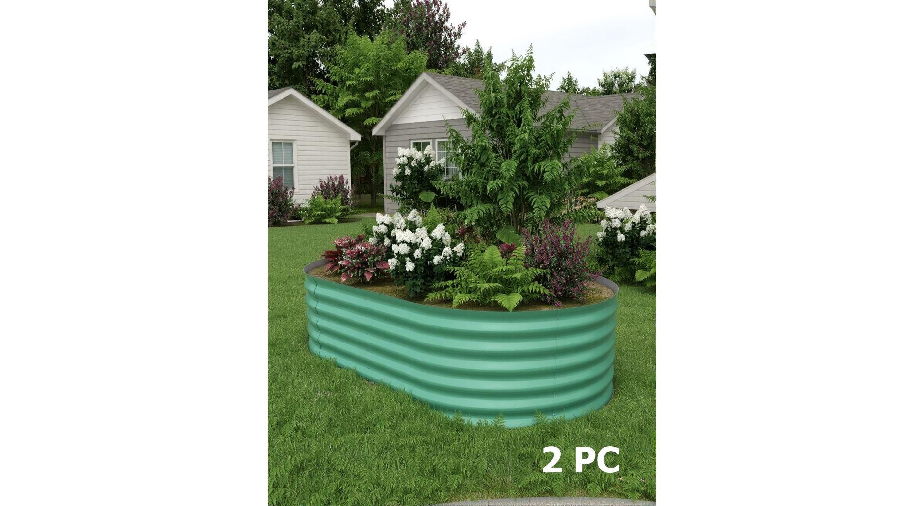 2 Pack Steel Raised Garden Bed 8x4x1.5ft,Metal Deep Root Planter Box for Vegetables Flowers Herbs,Large Oven Garden Planting Bed,Easy Assembly