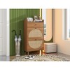 Munora 2-Door Shoe Cabinet - Walnut Finish with Rattan & Carved Panels - Freestanding for Entryway - 23.7"W x 43.43"H - 4 of 4