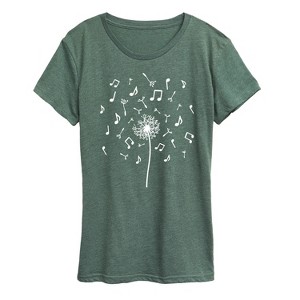 Women's - Instant Message - Music Note Dandelion Short Sleeve Graphic T-Shirt - 1 of 4