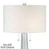 Possini Euro Design Miriam Coastal Table Lamp with Round Riser 29 1/2" Tall Blue Glass White Drum Shade for Bedroom Living Room Bedside Nightstand - 3 of 4