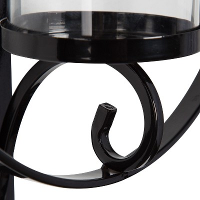 Black Metal Wall Candle Holder Sconce with Glass Pillar