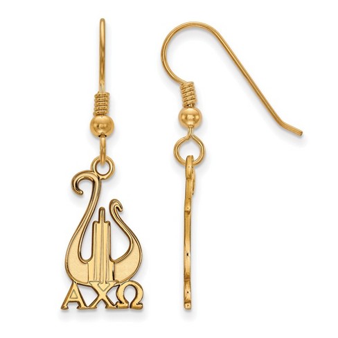 Black Bow Jewelry 14k Yellow Gold Plated Sterling Silver Alpha Chi Omega Greek Life Dangle Earring - image 1 of 3