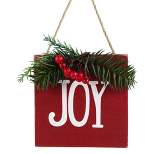 Northlight 7" Hanging "JOY" Christmas Wall Decor with Pine and Berries