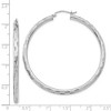 Black Bow Jewelry 3mm x 50mm 14k White Gold Textured Round Hoop Earrings - 4 of 4