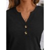 Women's 2025 Fall Long Sleeve Henley Top Dressy Casual V-Neck Blouse Trendy Loose Fit Button Up Shirts Cute T-Shirt - 2 of 4
