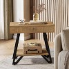 Lantine End Side Table for Living Room, Narrow Couch Side Table, Small Bedside Nightstand for Bedroom, Small Spaces, Natural - 2 of 4