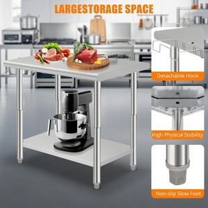36*24*35in Commercial Kitchen Prep Work Table with Adjustable Under Shelf, Stainless Steel Utility Table for Restaurant Garage Hotel, Rounded Edge - 1 of 4