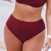 Women's Maroon High-Rise Bikini Bottoms Swimsuit - Cupshe - 3 of 4