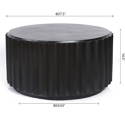 LuxenHome 32" Black Cement Round Outdoor Coffee Table