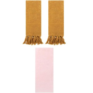 REGALWOVEN 3 Packs Striped and Tassels Hand Towels for Bathroom 14" x 30" - 1 of 4
