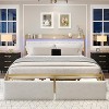 Bed Frame with Storage Headboard and 2 Drawers, Platform Metal King Bed Frame with LED Lights and Charging Station, Noise Free, No Box Spring Needed - 3 of 4