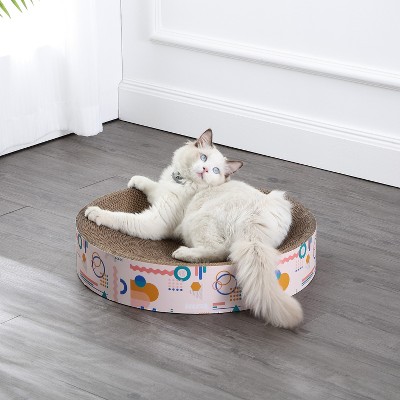 Nelson 20.13" Light Pink Cardboard Round Cat Scratcher with Catnip