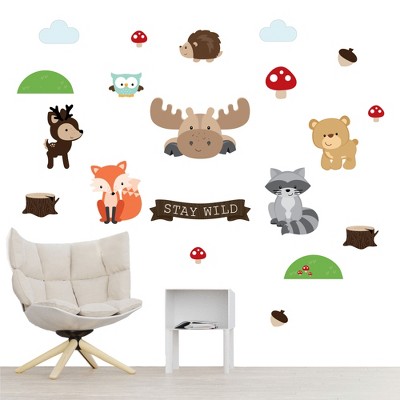 Big Dot of Happiness Woodland Creatures - Peel and Stick Nursery and Kids Room Vinyl Wall Art Stickers - Wall Decals - Set of 20