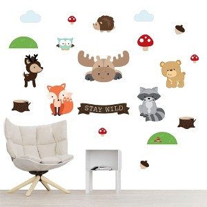 Big Dot of Happiness Woodland Creatures - Peel and Stick Nursery and Kids Room Vinyl Wall Art Stickers - Wall Decals - Set of 20 - 1 of 4