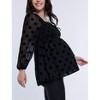 Women's Smocked Square Neck Long Sleeve Babydoll Maternity Top | Motherhood Maternity - 3 of 4