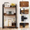 Aoibox 3 Tier Wood Industrial Bookshelf with Edge Protection Small Narrow Storage Organizer Display Rack Vintage Brown for Home Office Bedroom - 4 of 4