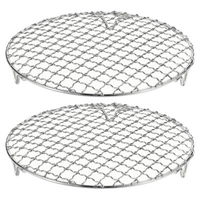 Unique Bargains Stainless Steel Round Cross Wire Barbecue Grill with Legs